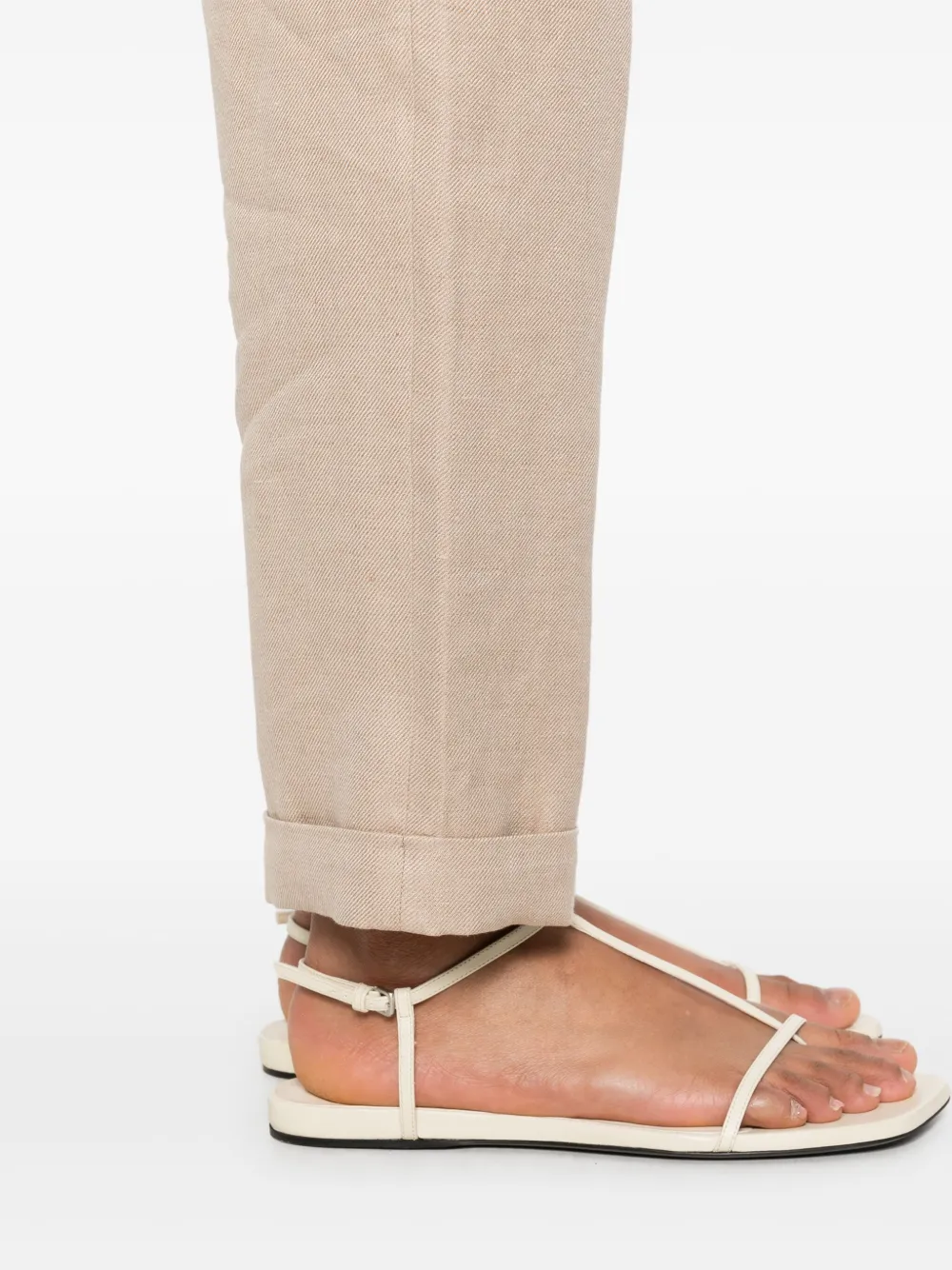 Shop Eleventy Linen Cargo Trousers In Neutrals