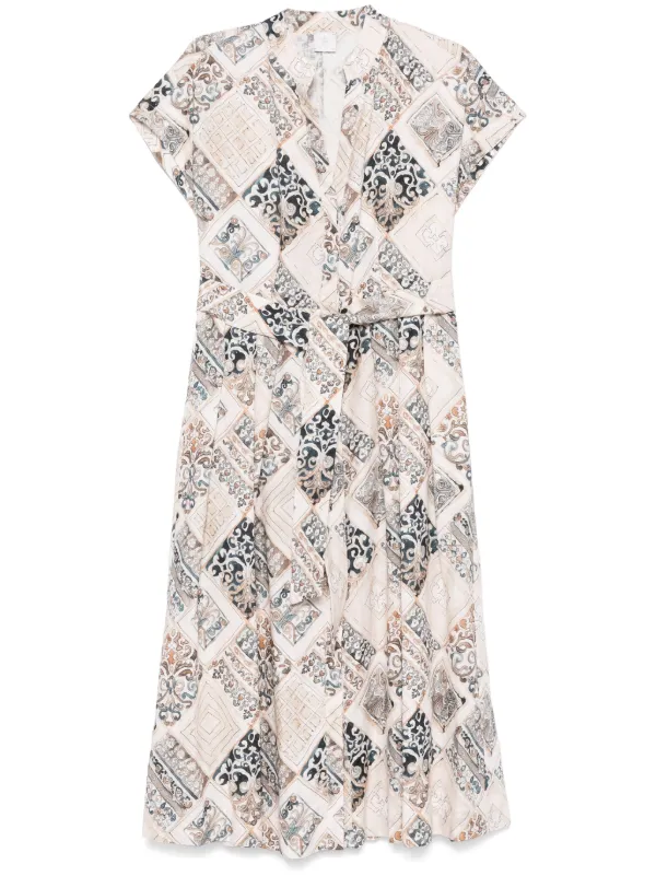 Eleventy Linen Midi Dress in Neutrals