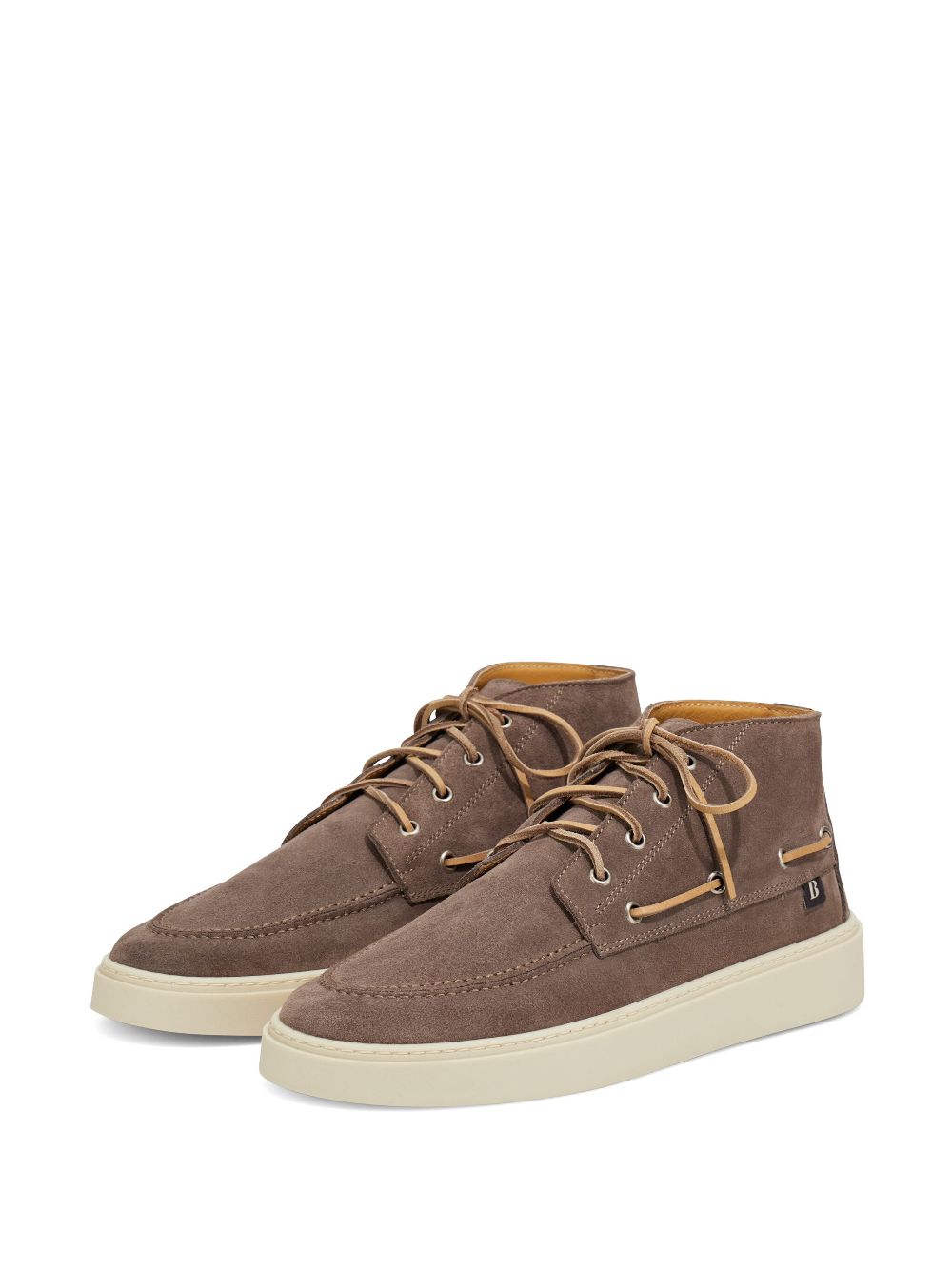 Boggi Milano Suede Leather High-Top Boat Shoes - Brown