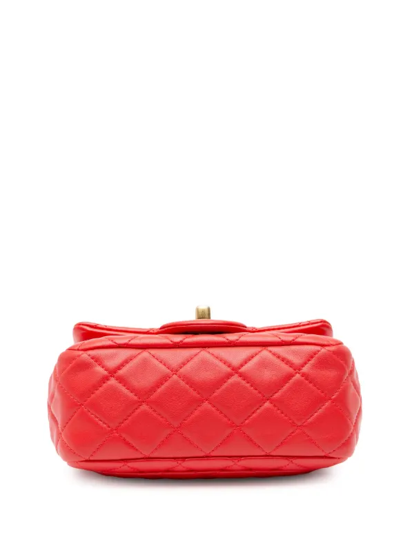 CHANEL Pre-Owned 2019 Mini Square Classic Lambskin Pearl Crush