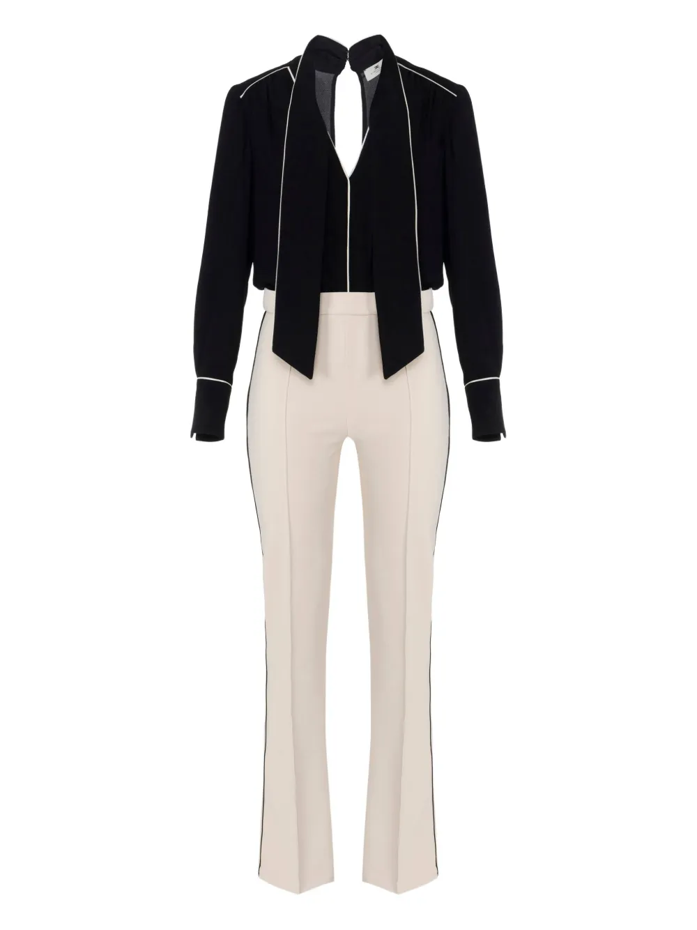 Elisabetta Franchi Piping-detail Flared Jumpsuit In Multi