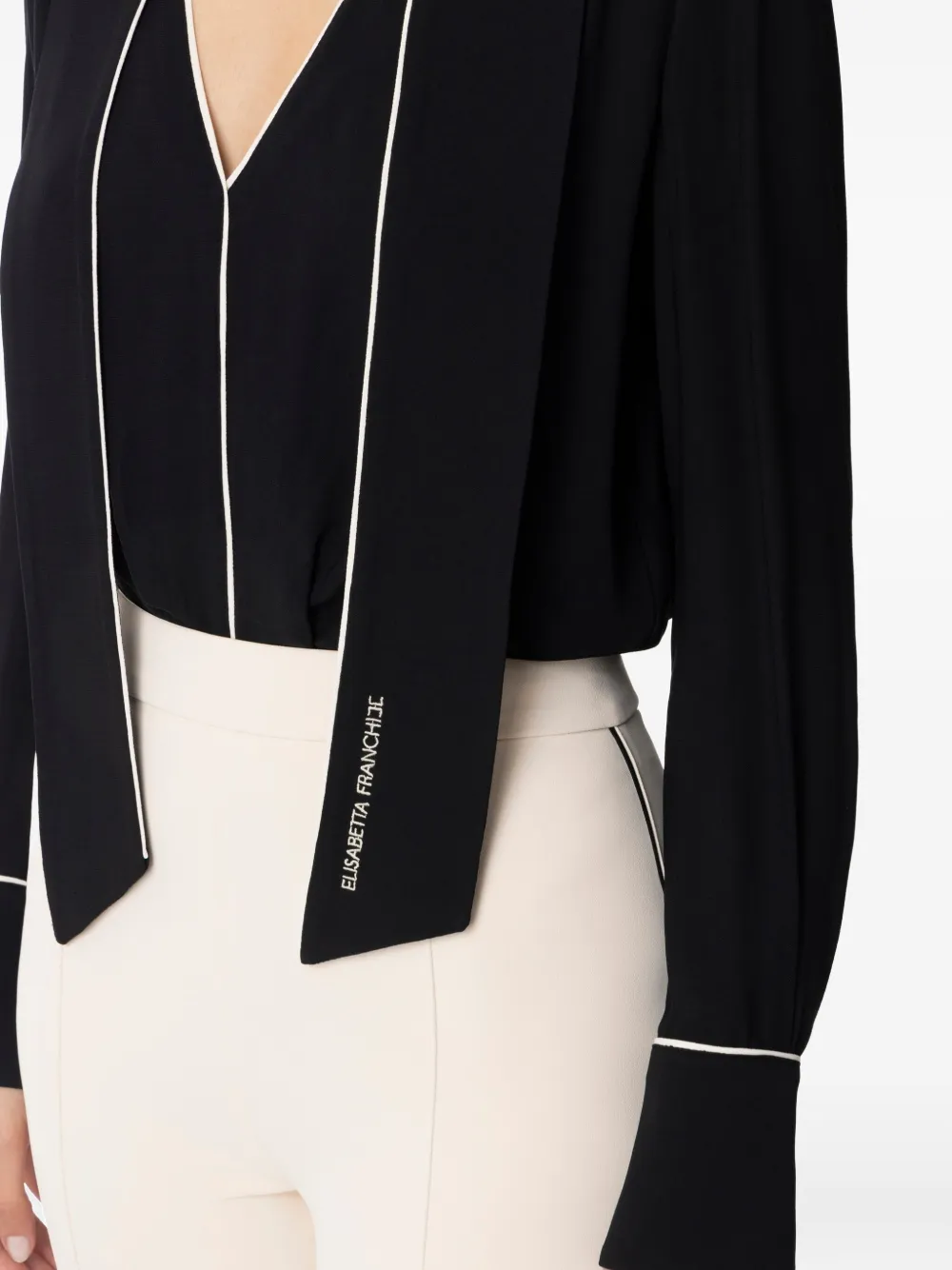 Elisabetta Franchi Piping-detail Flared Jumpsuit In Multi