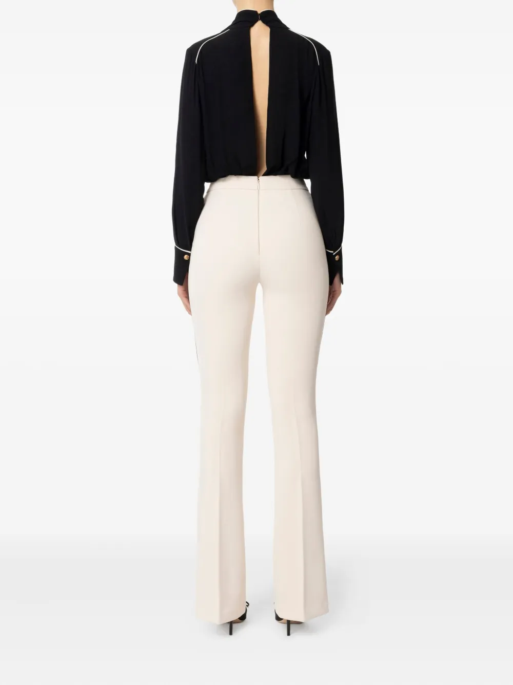 Elisabetta Franchi Piping-detail Flared Jumpsuit In Multi