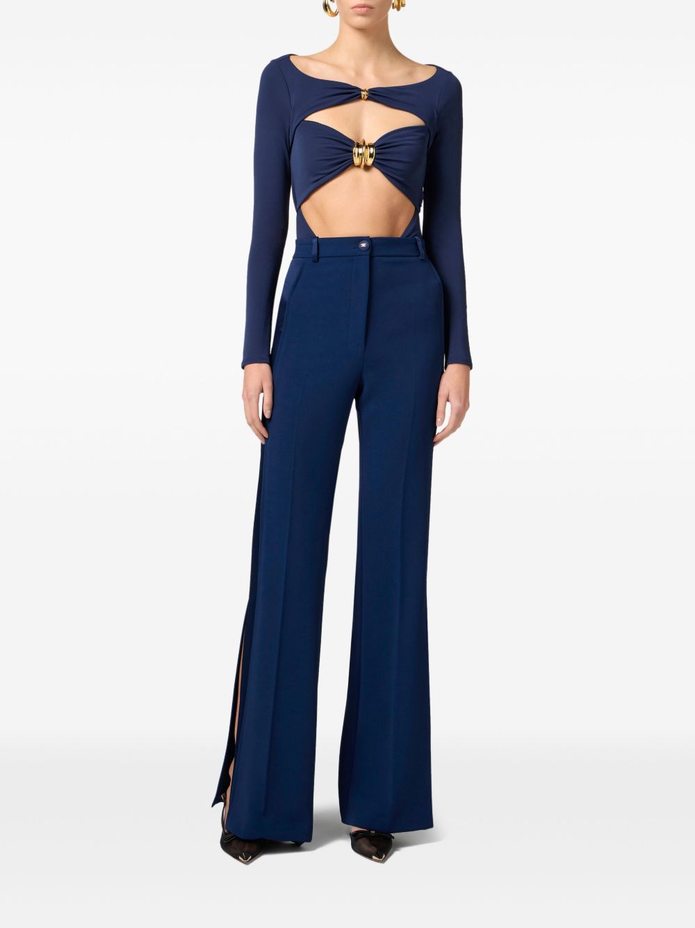 Elisabetta Franchi Jersey body met applicatie - Blauw