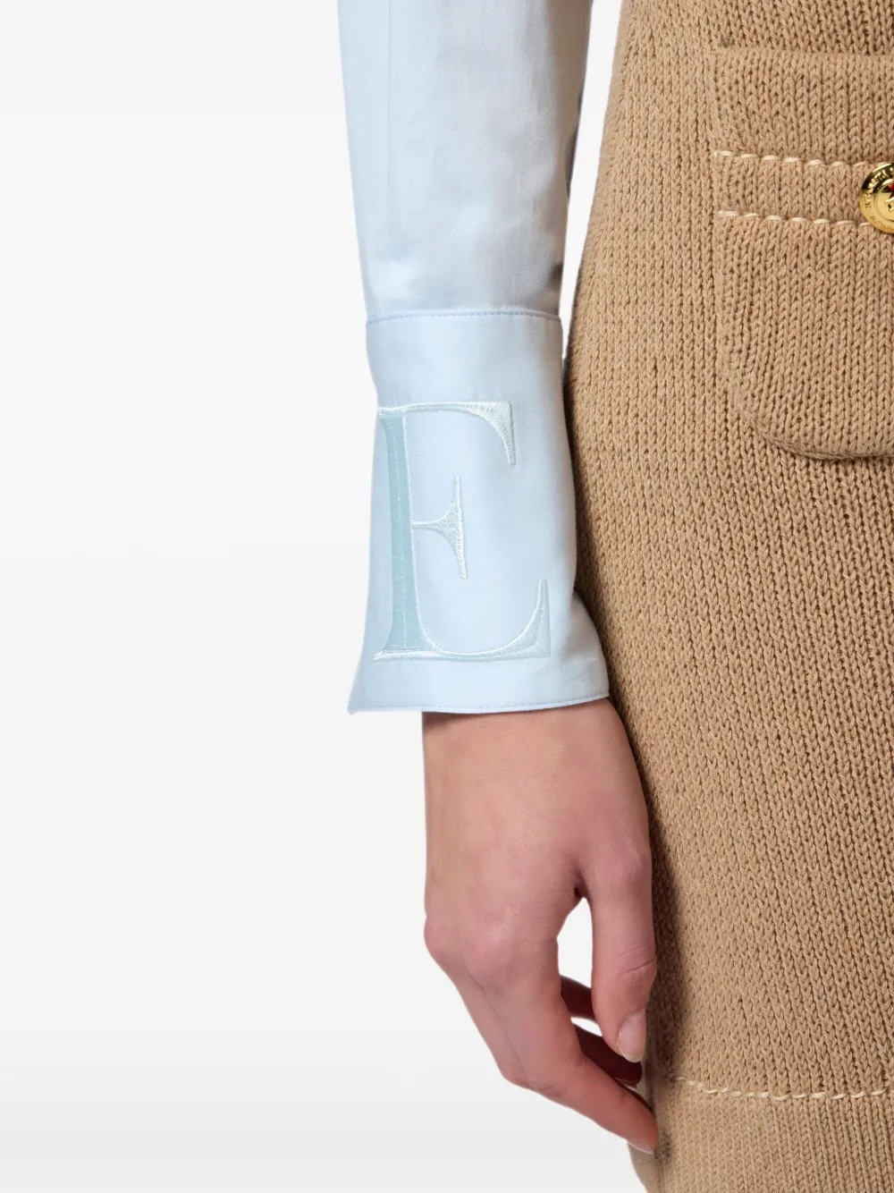 Elisabetta Franchi Blouse met geborduurd logo Blauw
