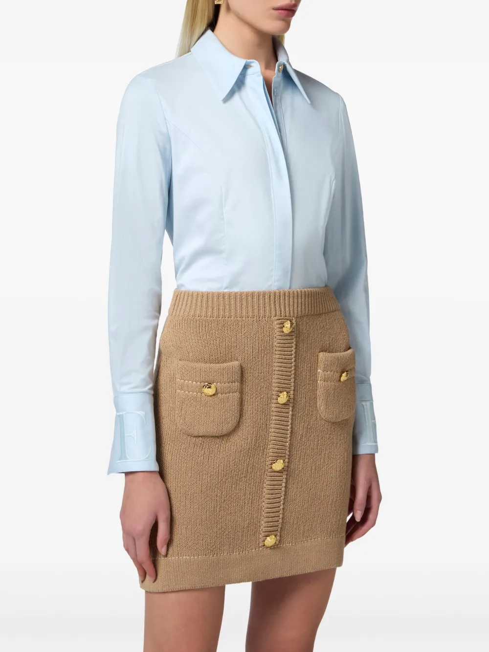 Elisabetta Franchi Blouse met geborduurd logo Blauw