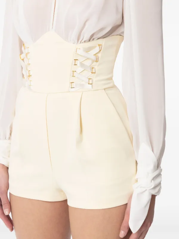 Elisabetta Franchi Panelled criss-cross Laces Playsuit
