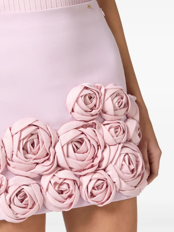 【★完売必至★】ELISABETTA FRANCHI ☆ フラワースカート Elisabetta Franchi flower-detailing Mini Skirt | Pink | FARFETCH