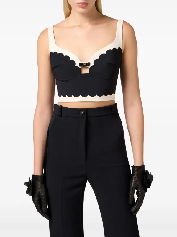 Elisabetta Franchi logo-patch Top | Black | FARFETCH