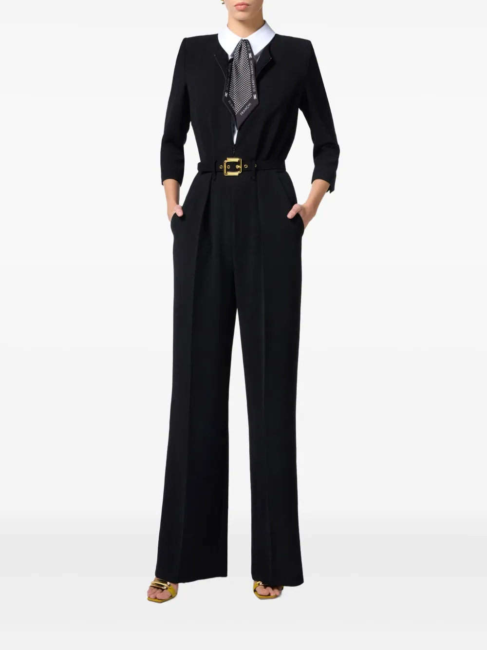 Elisabetta Franchi Jumpsuit met sjaaldetail - Zwart