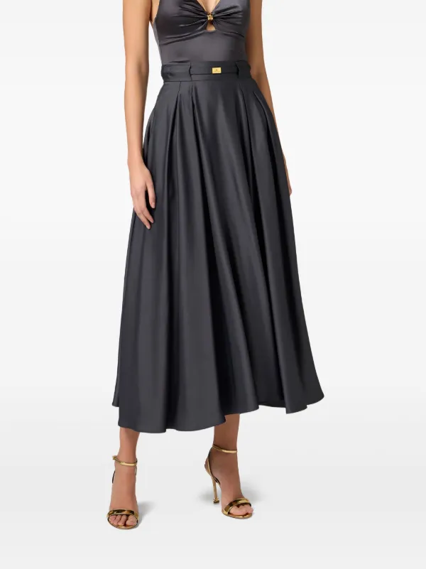 スカート ELISABETTA FRANCHI SS25 Longuette skirt (GO09951E2 110) Elisabetta Franchi Woman Midi Skirt In Crêpe with Satin