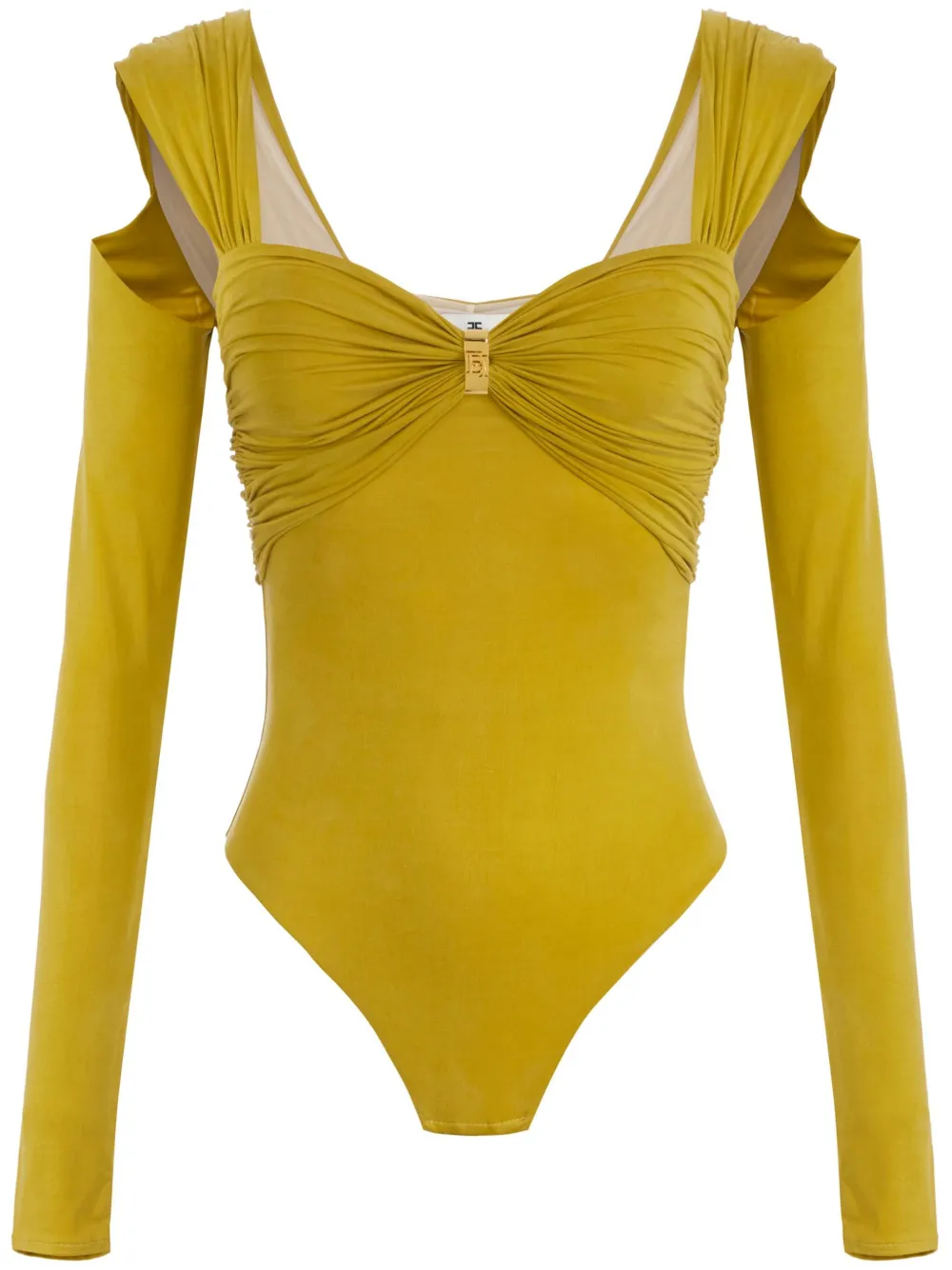 Elisabetta Franchi カットアウトスリーブ ボディスーツ - イエロー Elisabetta Franchi カットアウトスリーブ ボディスーツ - イエロー