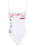 Elisabetta Franchi logo-print swimsuit - White