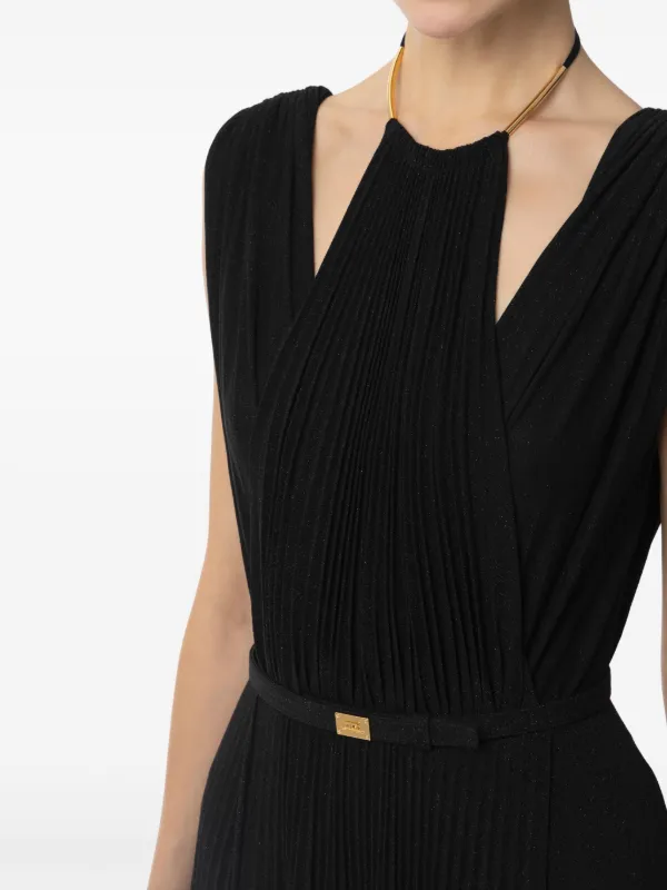Elisabetta Franchi Belted Lurex Gown | Black | FARFETCH
