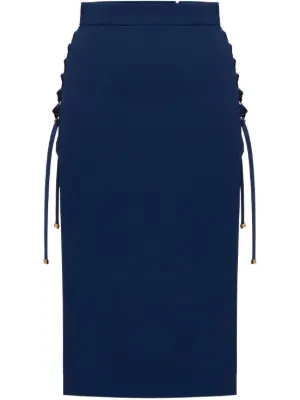 VIP【関税送料無料】希少 ELISABETTA FRANCHI NAVY BLUE SKIRT Micro-ribbed dress with voile skirt | Elisabetta Franchi