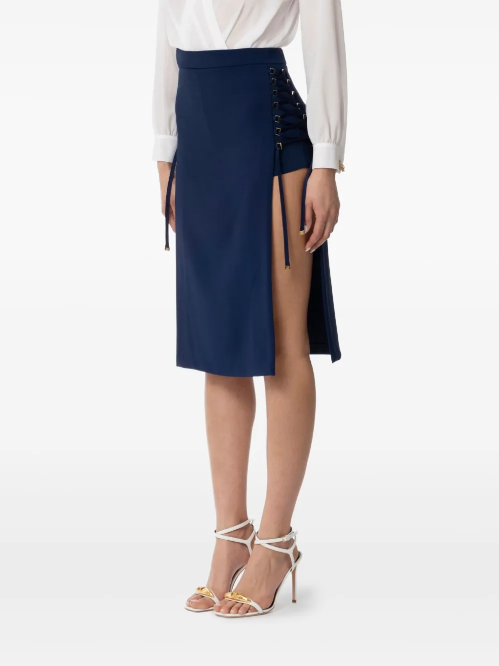 Elisabetta Franchi layered-design skirt - Blauw