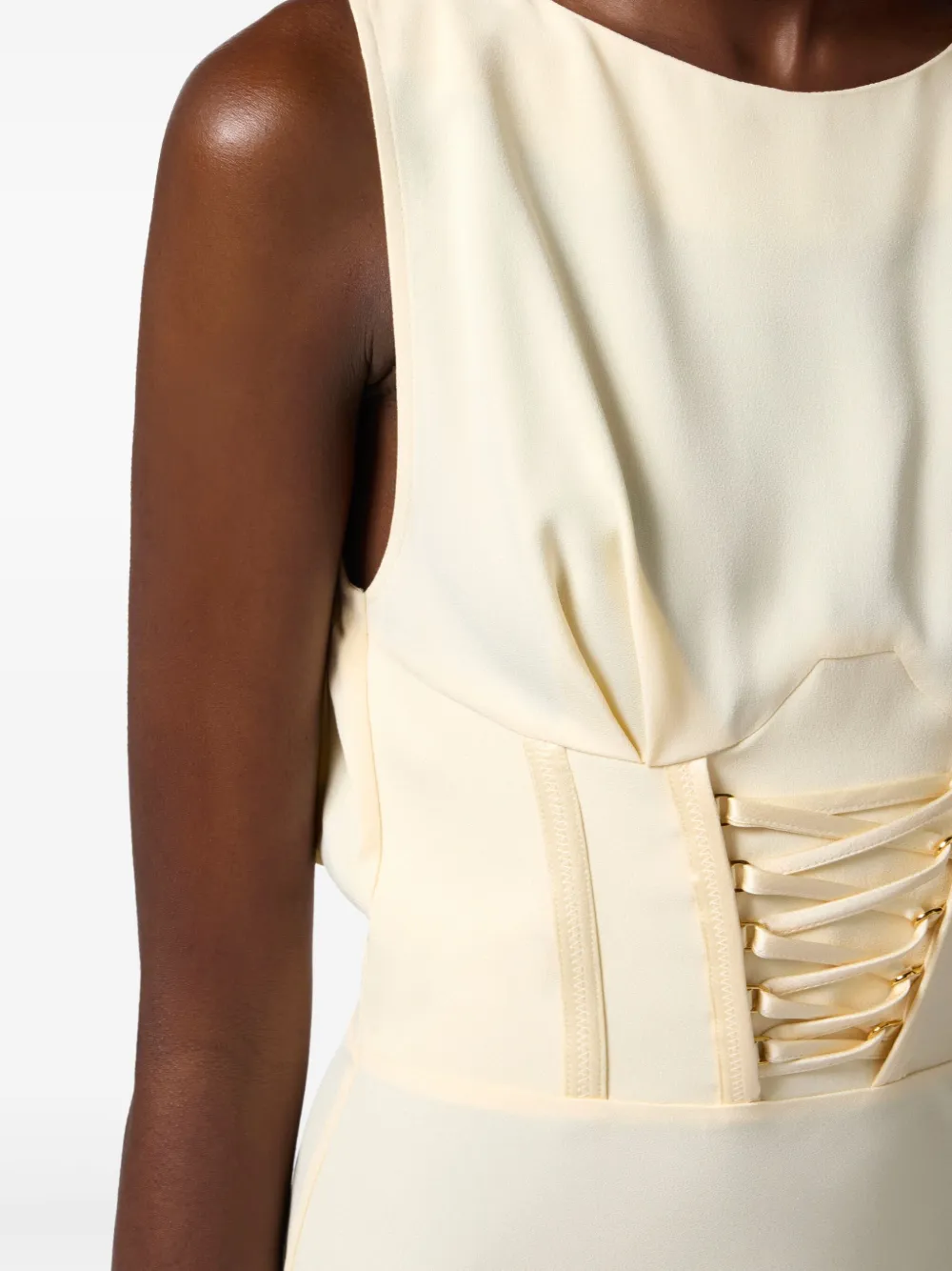 Shop Elisabetta Franchi Corset-detailing Dress In Neutrals