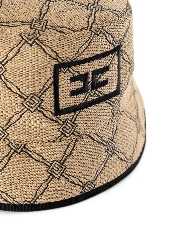 【★完売必至★】ELISABETTA FRANCHI ☆ ラフィアハット Elisabetta Franchi ラフィア バケットハット | ニュートラル