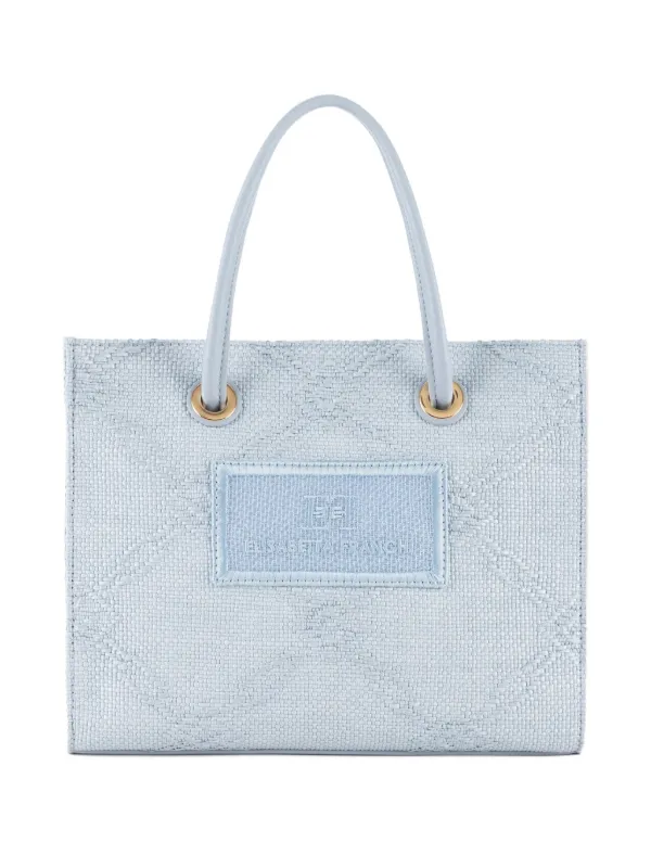 Elisabetta Franchi Borsa Tote Mini Con Logo Jacquard | Blu