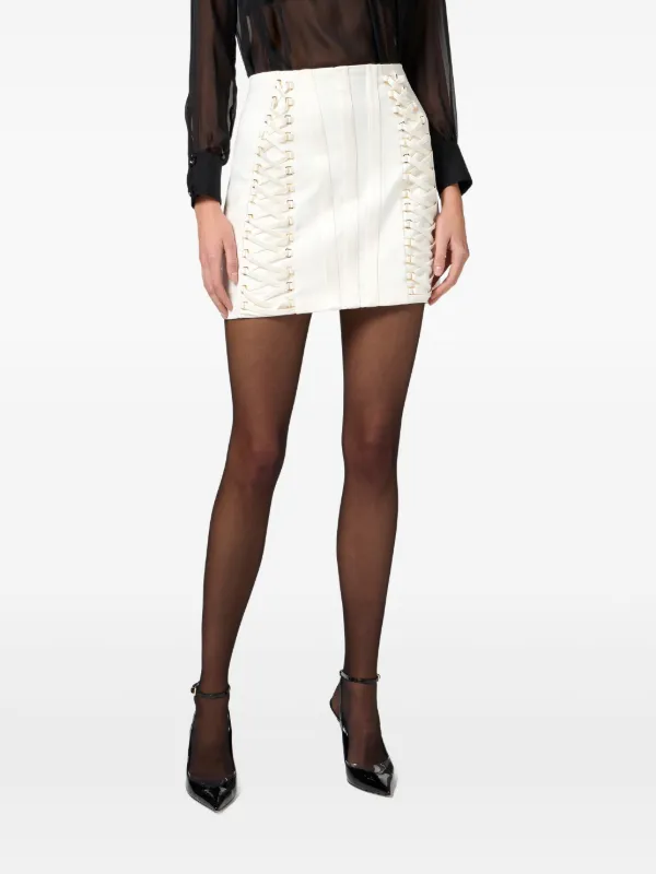 【★完売必至★】ELISABETTA FRANCHI ☆ クレープミニスカート Elisabetta Franchi クレープ ミニスカート | ホワイト