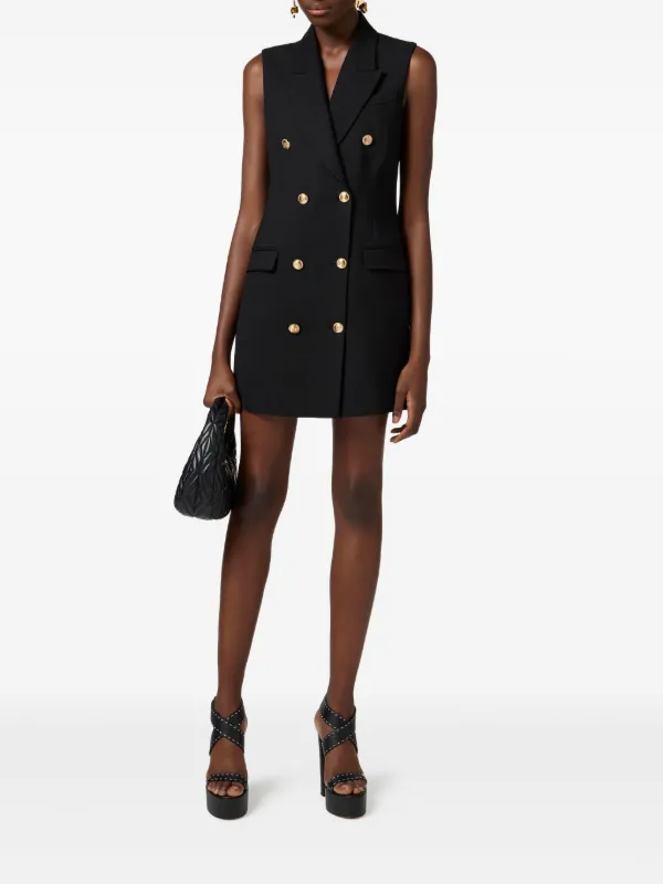 ERISABETTA FRANCHI ミニドレス ワンショルダー タイト チェーン Elisabetta Franchi チェーンリンク ミニドレス | ブラック