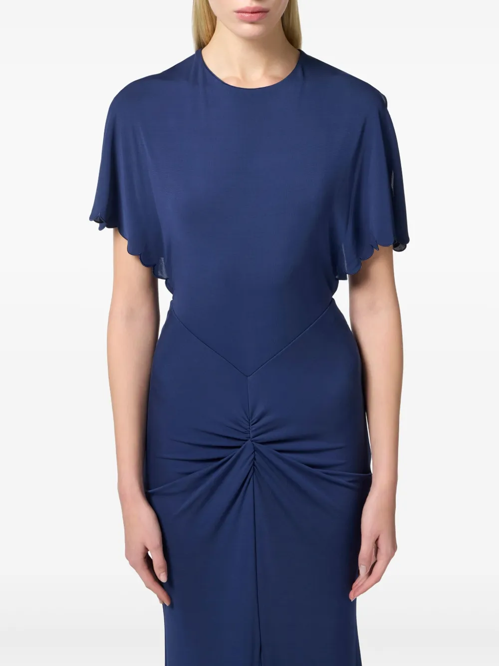 ELISABETTA FRANCHI SCALLOP-EDGE GOWN