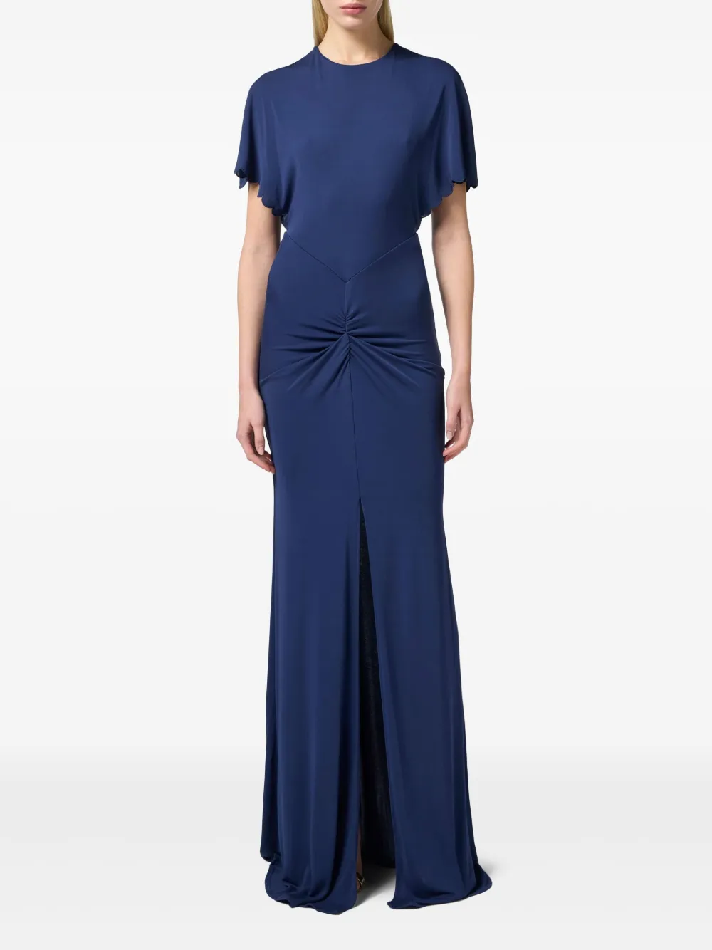 Elisabetta Franchi scallop-edge gown - Blauw