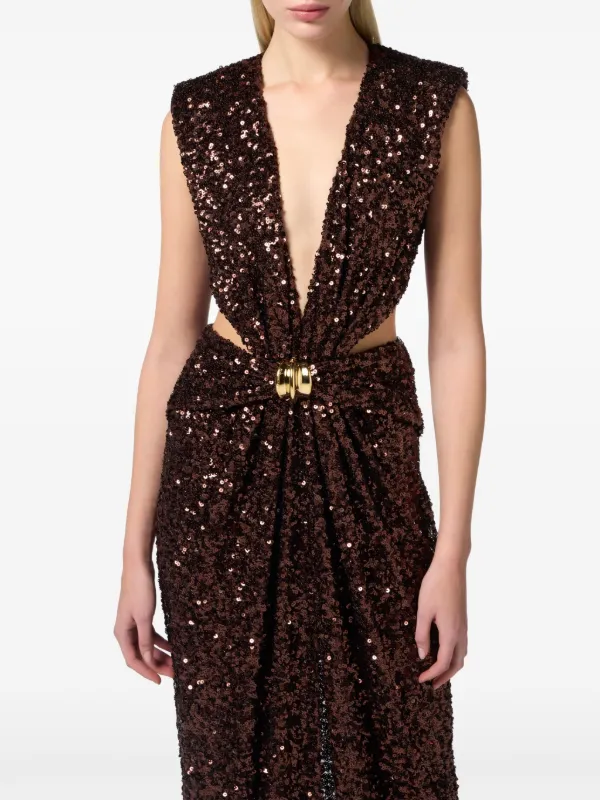 elisabetta franchi glitter dress Elisabetta Franchi, Abito Corto in Ciniglia Decorata Da Paillettes Argento  – Formicashop main image 1