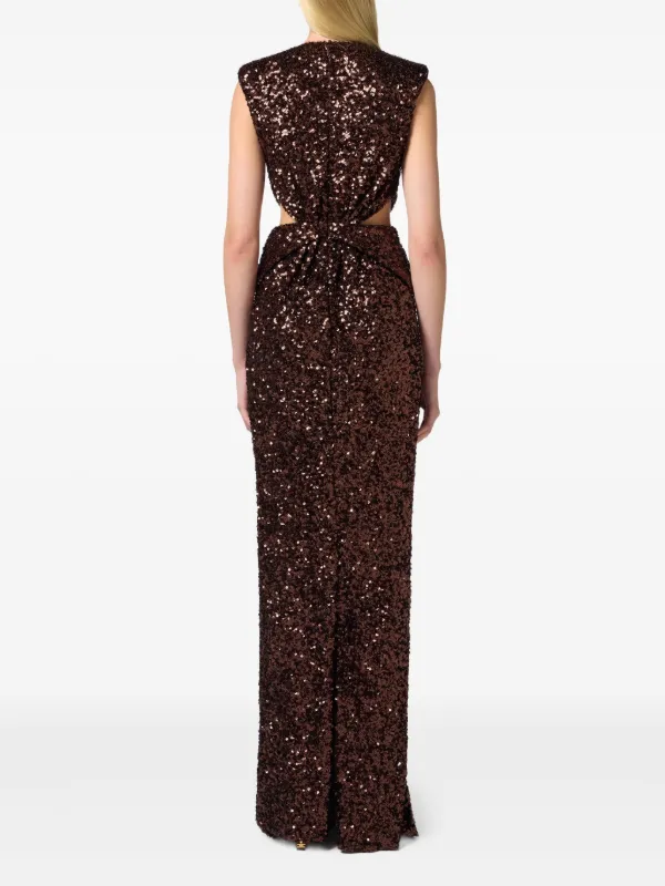 Elisabetta Franchi sequin-embellished Dress | Brown | FARFETCH