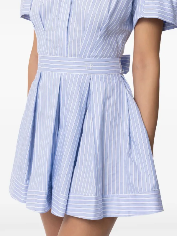Elisabetta Franchi Striped Poplin Mini Dress | Blue | FARFETCH