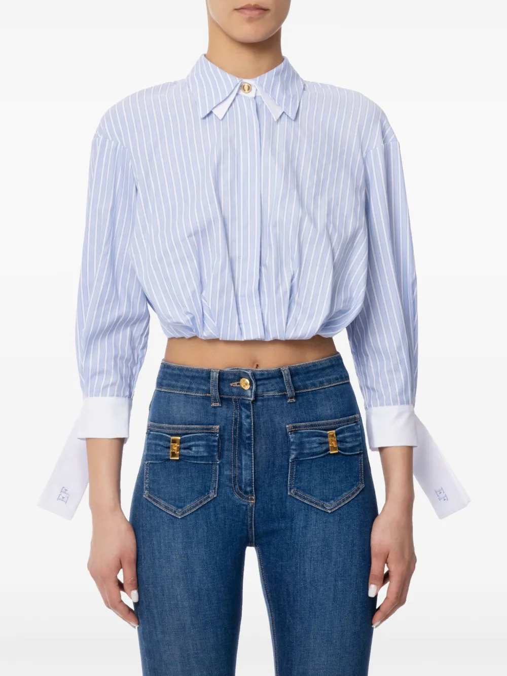 Elisabetta Franchi knot-fastening shirt - Blauw