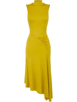 Elisabetta Franchi Asymmetric Crepe Dress | Yellow | FARFETCH