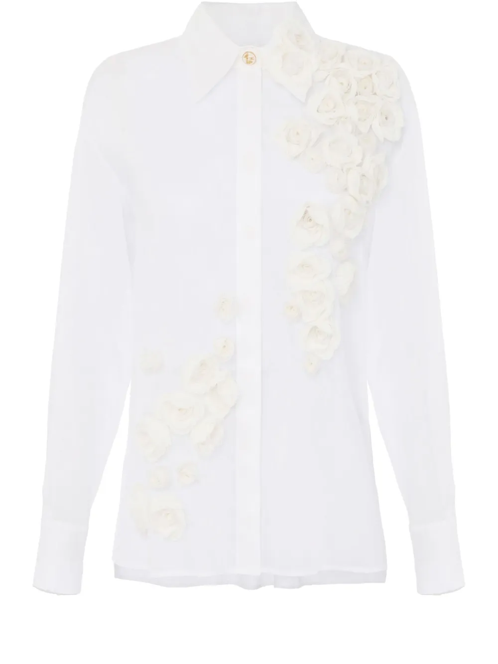 Elisabetta Franchi Floral-appliqué Shirt In 白色