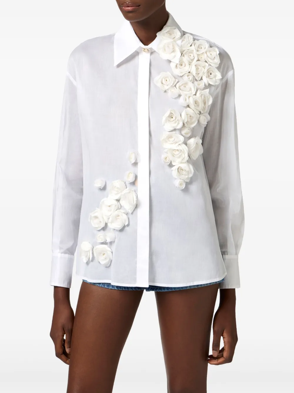 Elisabetta Franchi Blouse met bloemenapplicatie Wit