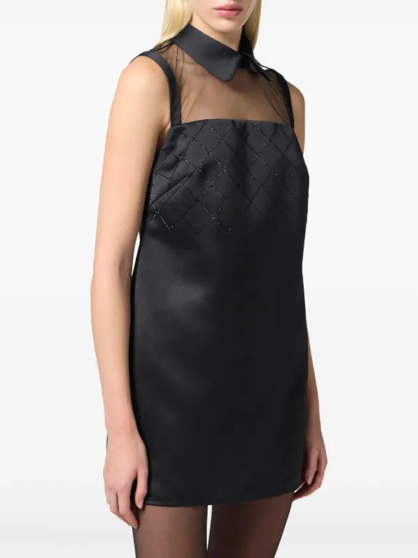 エリザベッタ フランキ ミニドレス ダッチェスサテン チュール Elisabetta Franchi ダッチェスサテン ミニドレス | ブラック