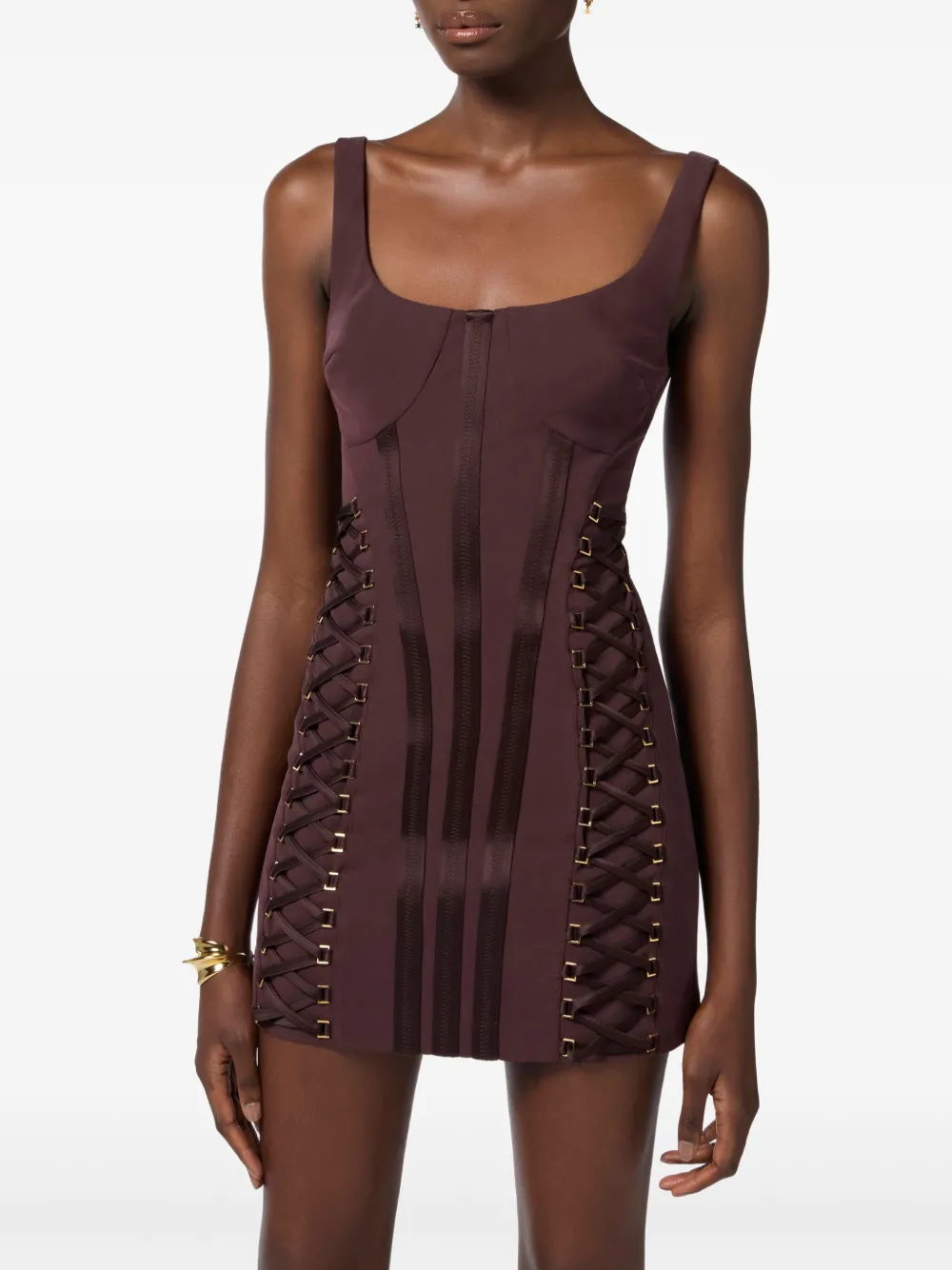 ELISABETTA FRANCHI CORSET-STYLE MINI DRESS