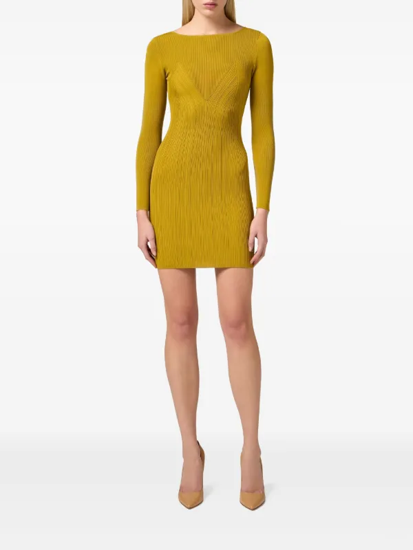 Elisabetta Franchi Crossover lace-detail Mini Dress | Yellow