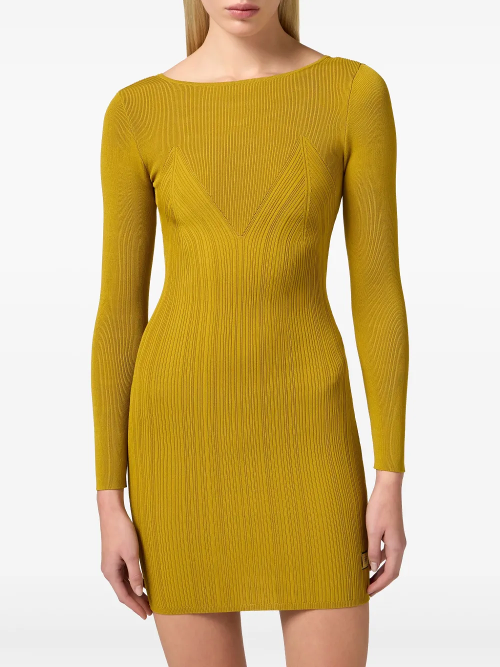 Elisabetta Franchi Crossover mini-jurk met kant Geel