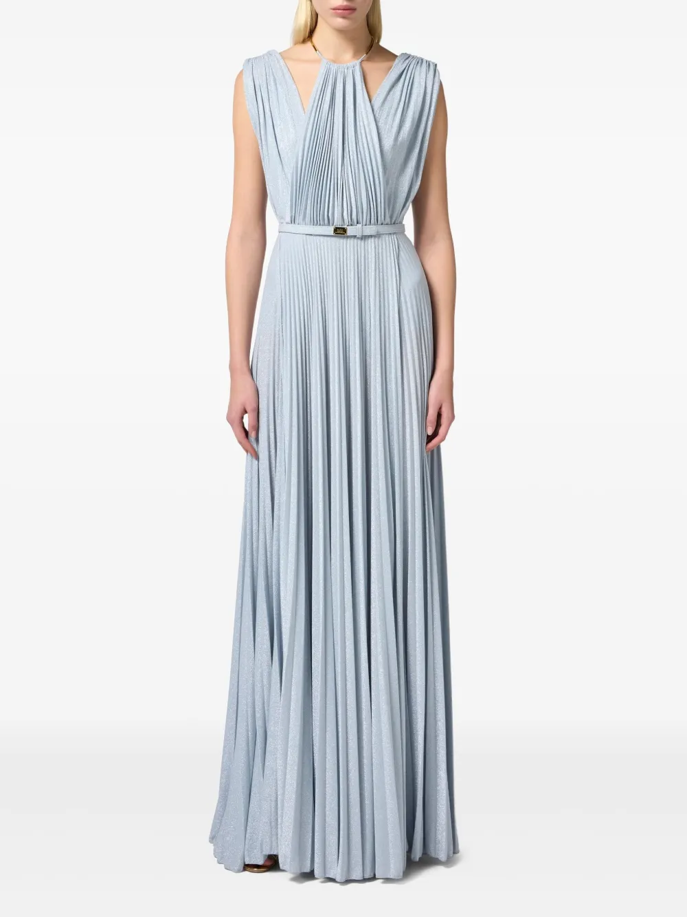 Elisabetta Franchi lurex-detail gown - Blauw