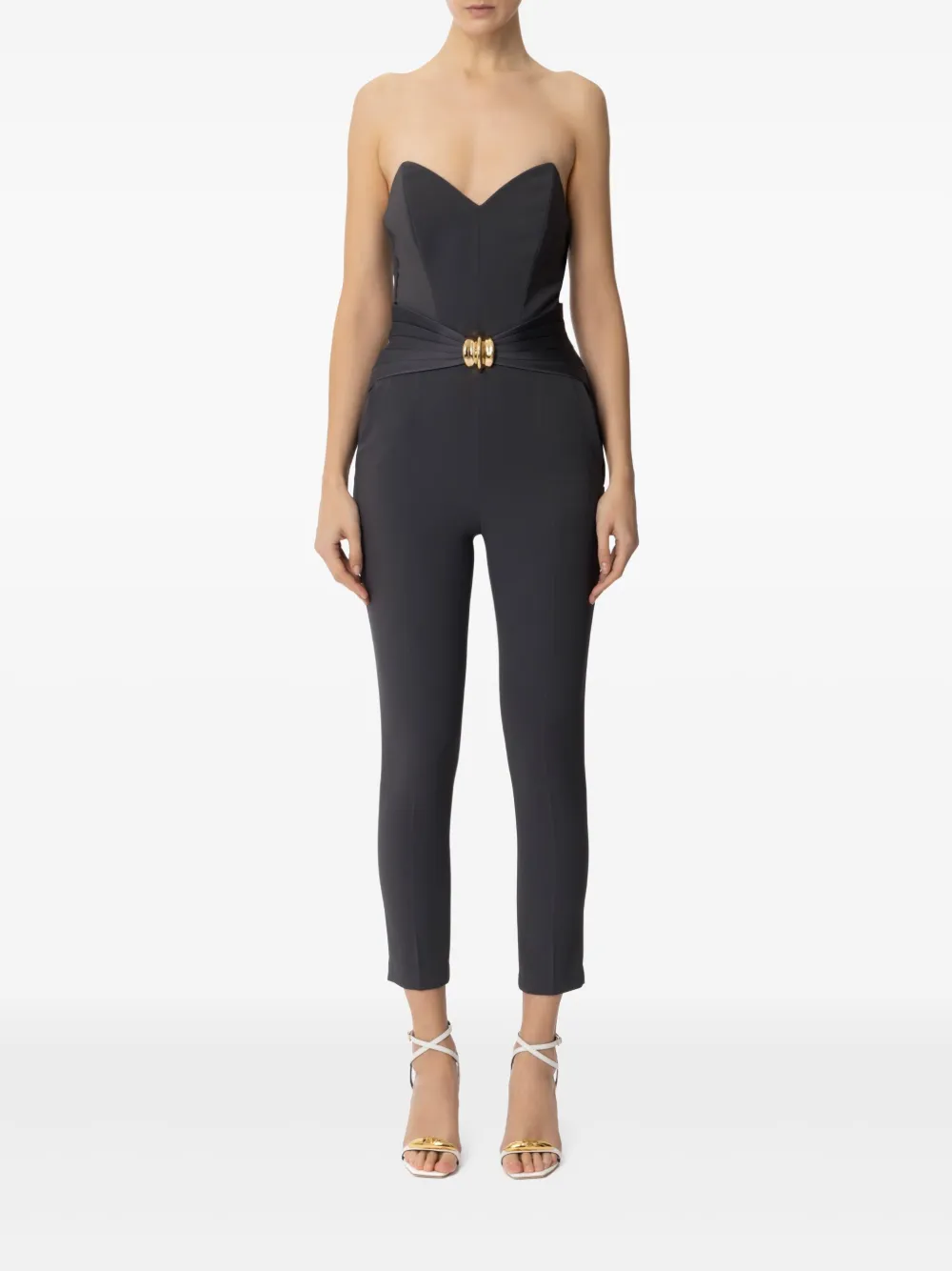 Elisabetta Franchi Crêpe jumpsuit met strikdetail - Grijs