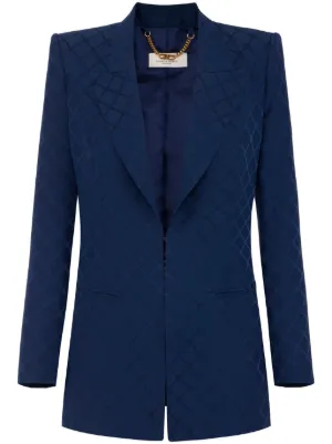 ジャケット ELISABETTA FRANCHI Women Jackets LGI13551E2DC8 Blue ELISABETTA FRANCHI Women's blue single-breasted jacket with