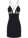 Elisabetta Franchi floral-appliqué lace-detail mini dress - Black