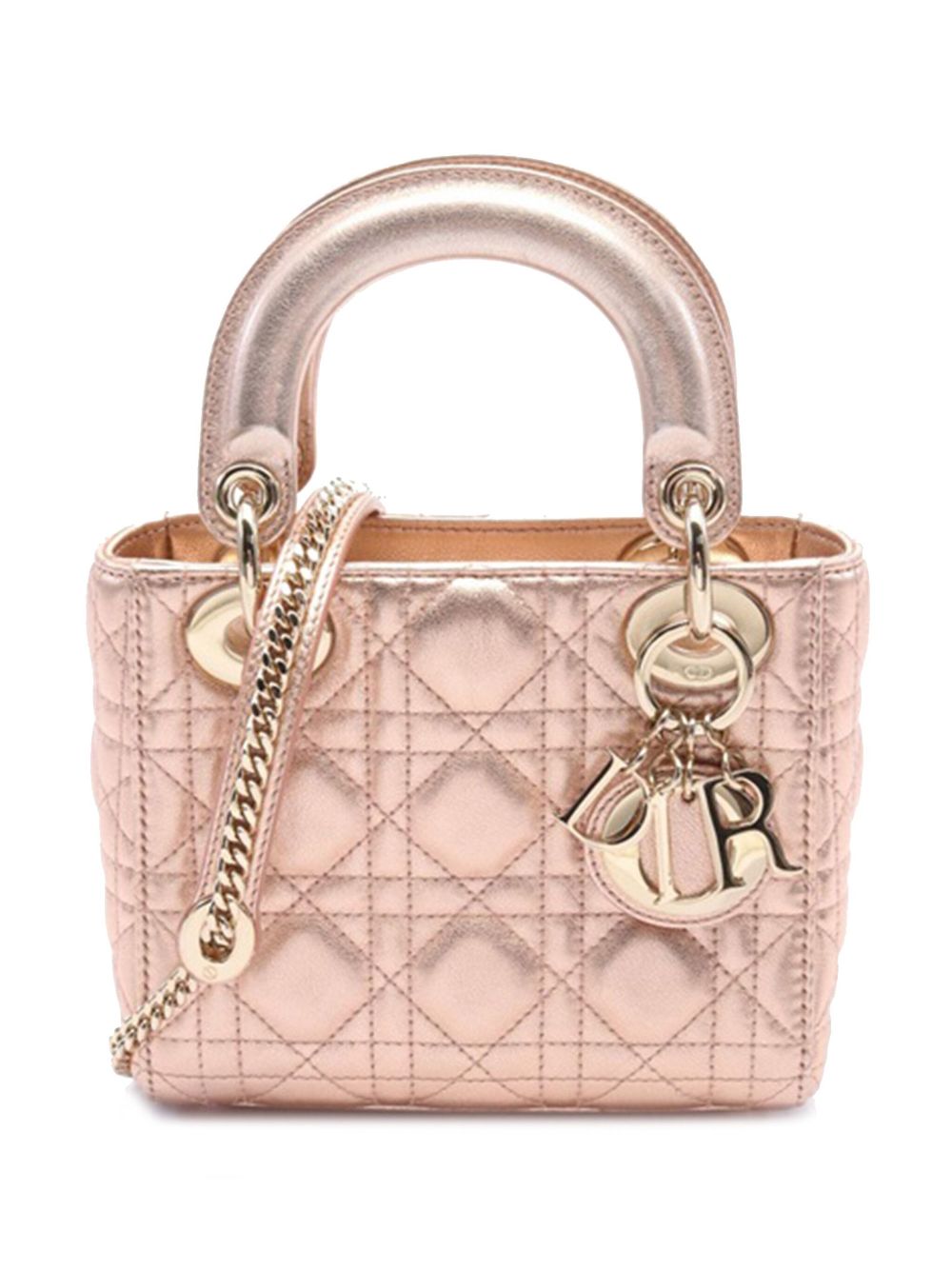 2021-2024 Mini Metallic Lambskin Cannage Lady Dior satchel