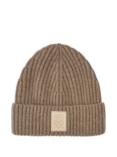 LOEWE ribbed logo-plaque beanie