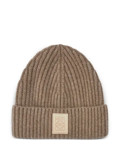 LOEWE ribbed logo-plaque beanie
