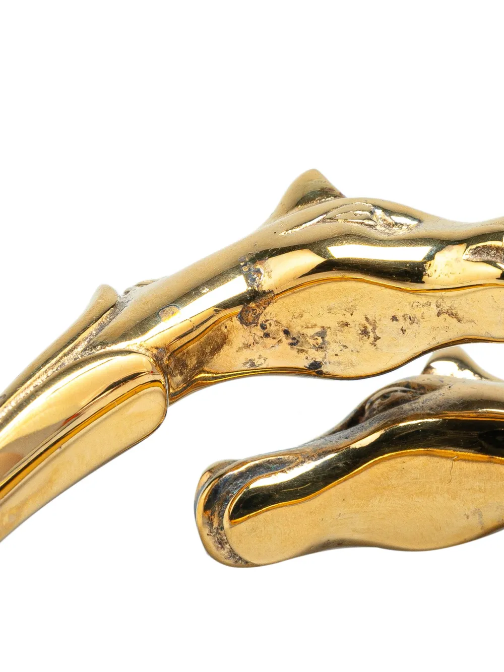 Pre-owned Hermes 2000-2020 Gold Plated Cheval Double Horse Bangle Costume Bracelet