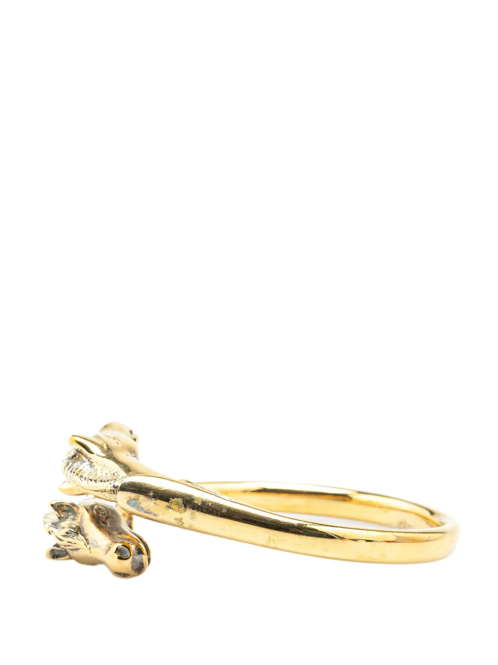 Hermès Pre-Owned 2000-2020 Gold Plated Cheval Double Horse Bangle costume bracelet | Image 2