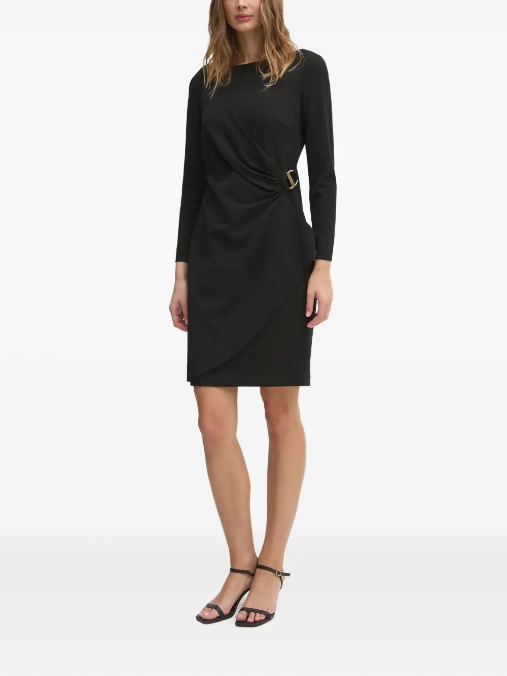DKNY draped buckle mini dress - Zwart