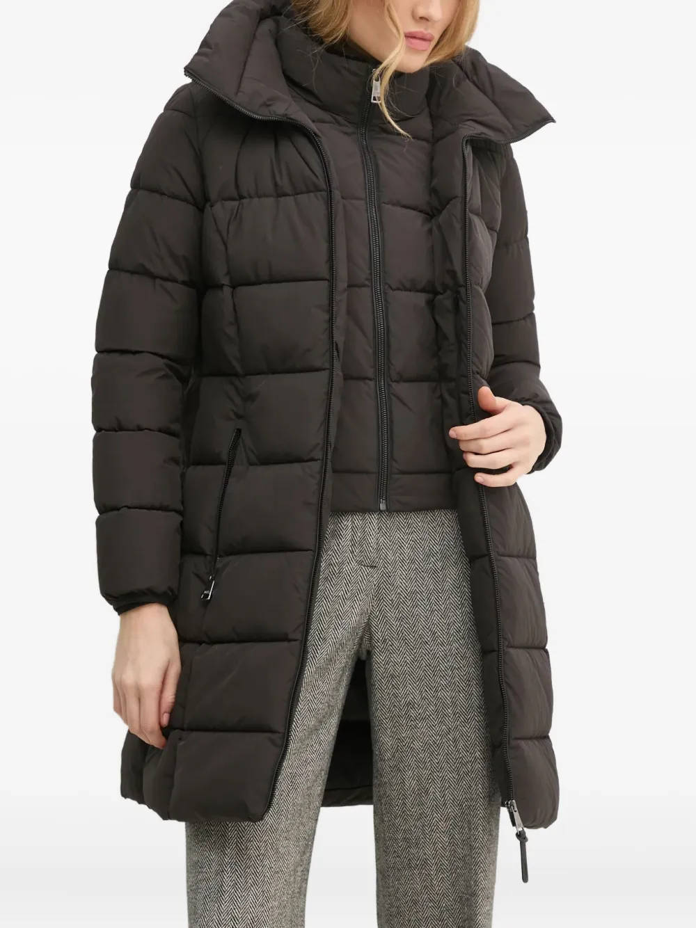 Dkny Hooded Padded Jacket In Black