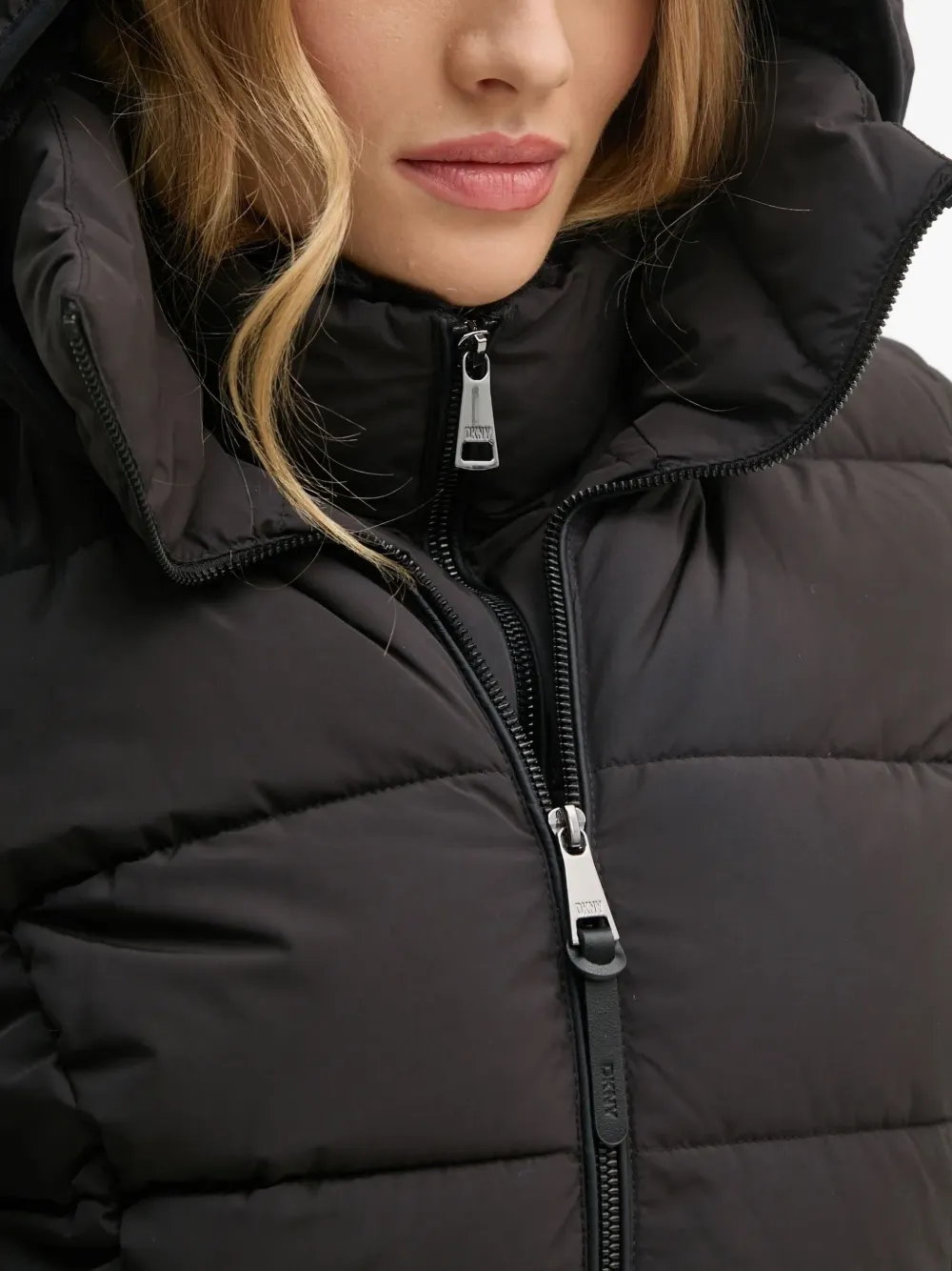 Dkny Hooded Padded Jacket In Black